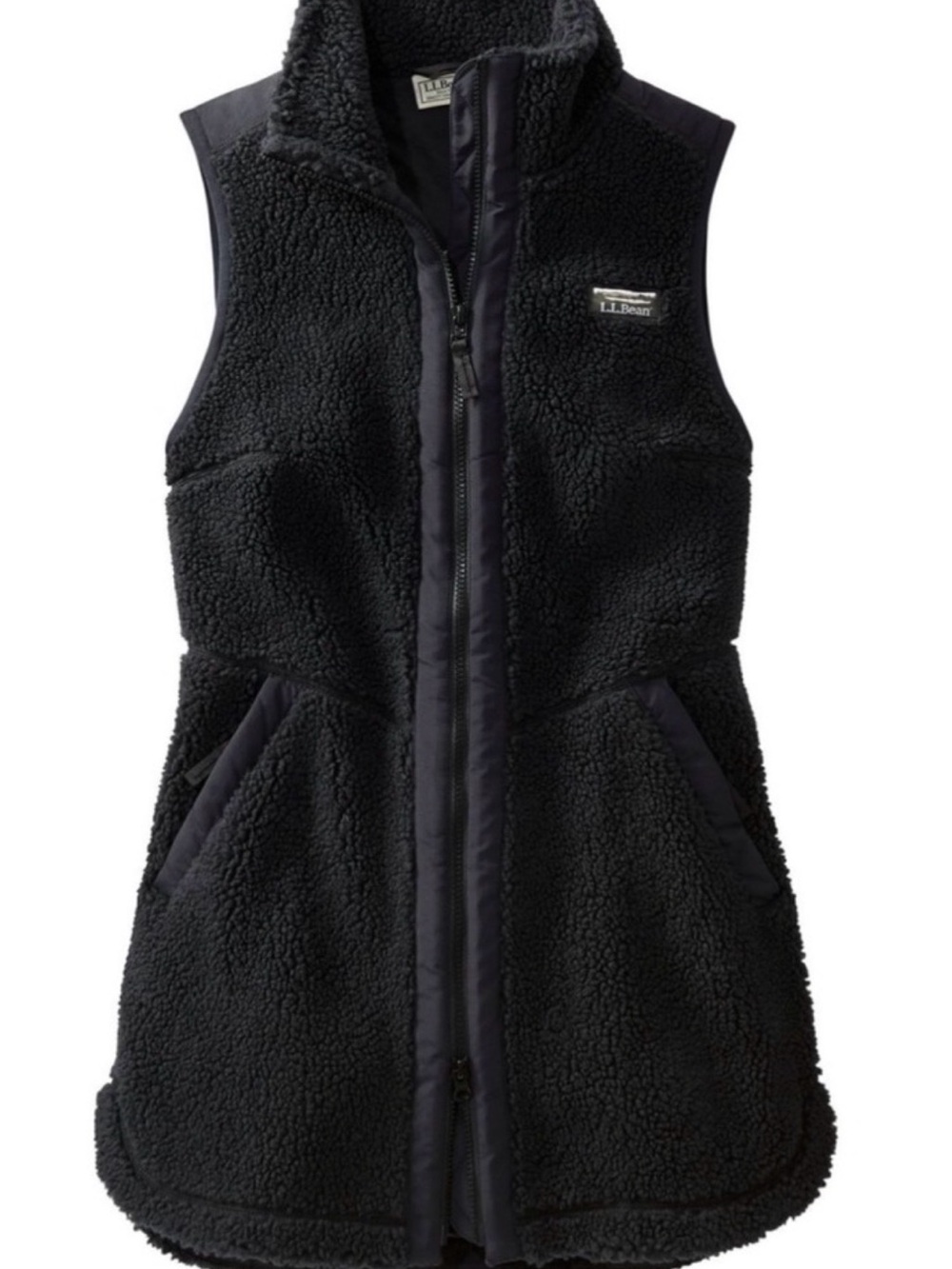 ÑWOT L. L. Bean Black Sherpa Long Vest Size Medium